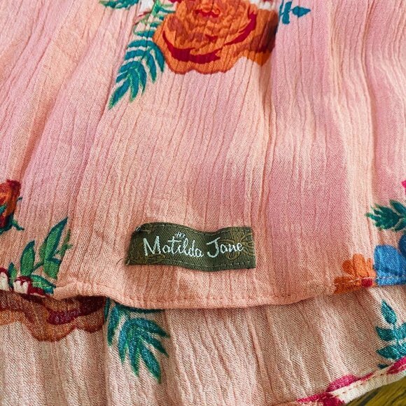 Matilda Jane Let's Go Out Dress - Peach Floral Boho Dress - M - Picture 11 of 14